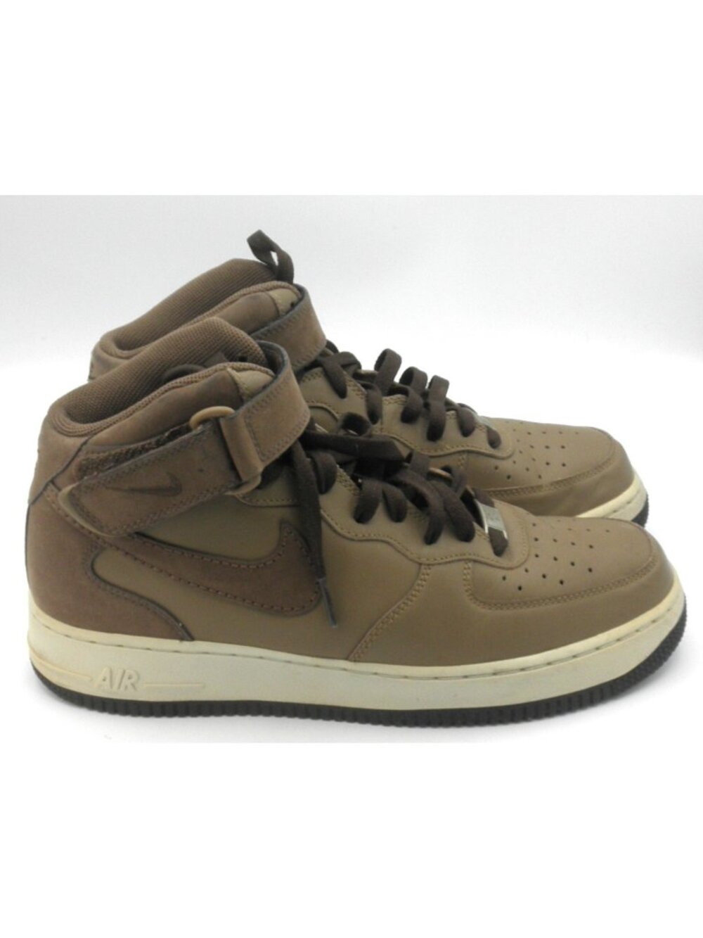 Men's Size 8.5 - Nike Air Force 1 Mid Baroque Brown Leather Shoes #315123-221